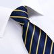 thumbnail image 3 of Corbata Seda Hombres, Paño Y Colleras. Modelo Blue Golden Azul Rayas 150 Cm, 3 of 7