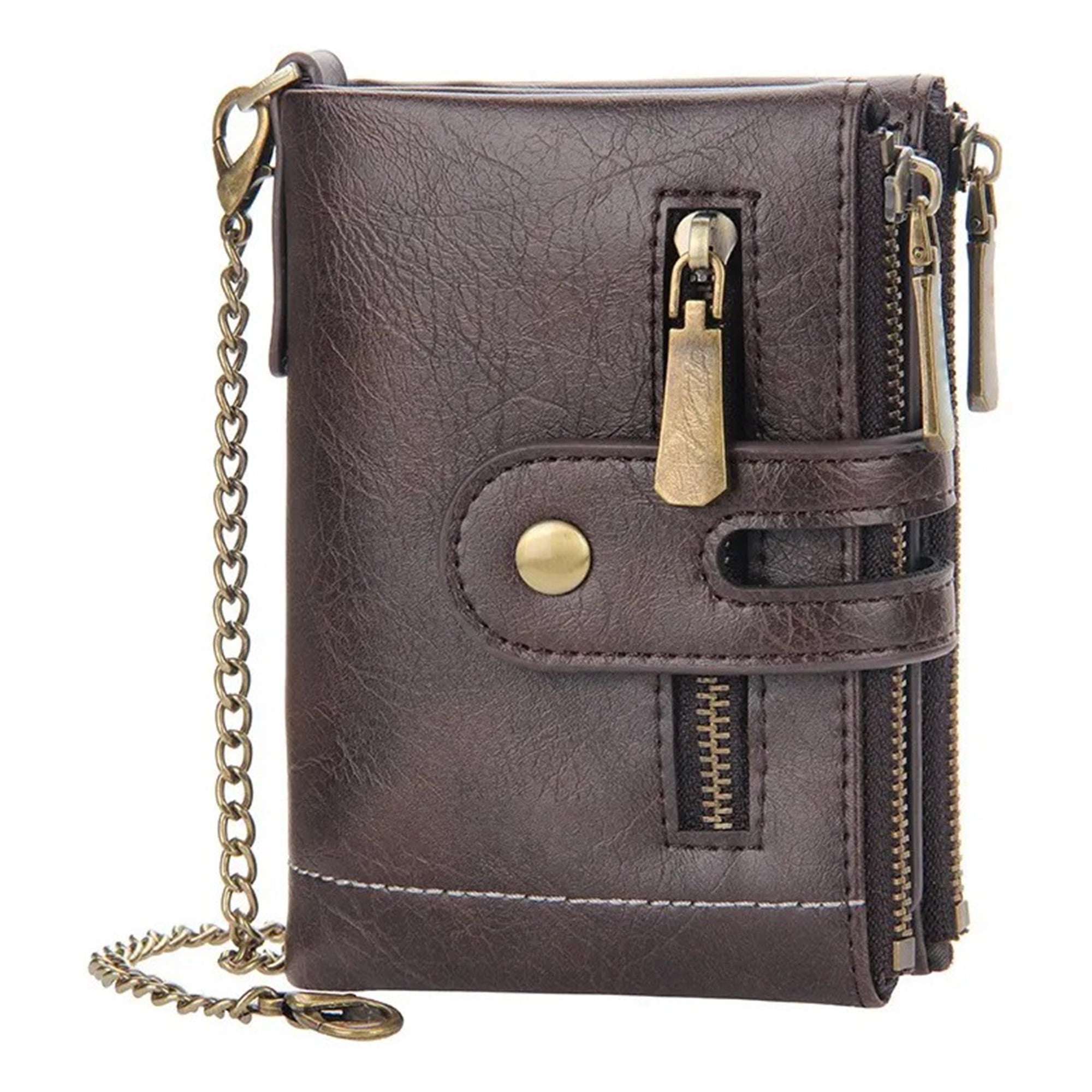 Genérica - Billetera Cuero Protección Antimagnética Con Cadena Marrón