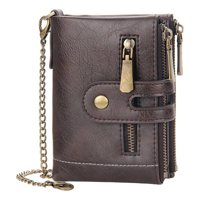 Genérica - Billetera Cuero Protección Antimagnética Con Cadena Marrón