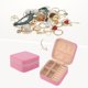 thumbnail image 2 of Caja de Joyas de Viaje REGALWOVEN para Mujeres Niñas Regalos de Cumpleaños, Pequeño Organizador de Joyas de Terciopelo Portátil para Aretes Collar Rojo Rosa 4*4*2in, 2 of 7