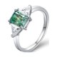 thumbnail image 1 of Anillos de Moissanita Verde de 2 Uds para Mujer Corte Radiante Color D Claridad VVS1 Chapado en 18K Plata de Ley S925 Anillos de Diamante para Mujer Anillos de Compromiso de Moissanita con, 1 of 9