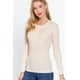 thumbnail image 2 of Saronite Camiseta Térmica Básica de Manga Larga con Cuello Henley de Algodón Acanalado, Beige (para Mujer), 2 of 3