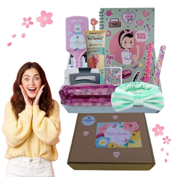Regalo sorpresa mujer, libreta A5, cepillo para cabello más accesorios