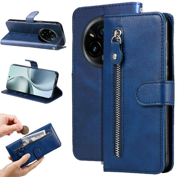 Funda con Cremallera para Realme 14 Pro Plus, Carcasa Cartera de Cuero PU con Soporte y Tarjetero