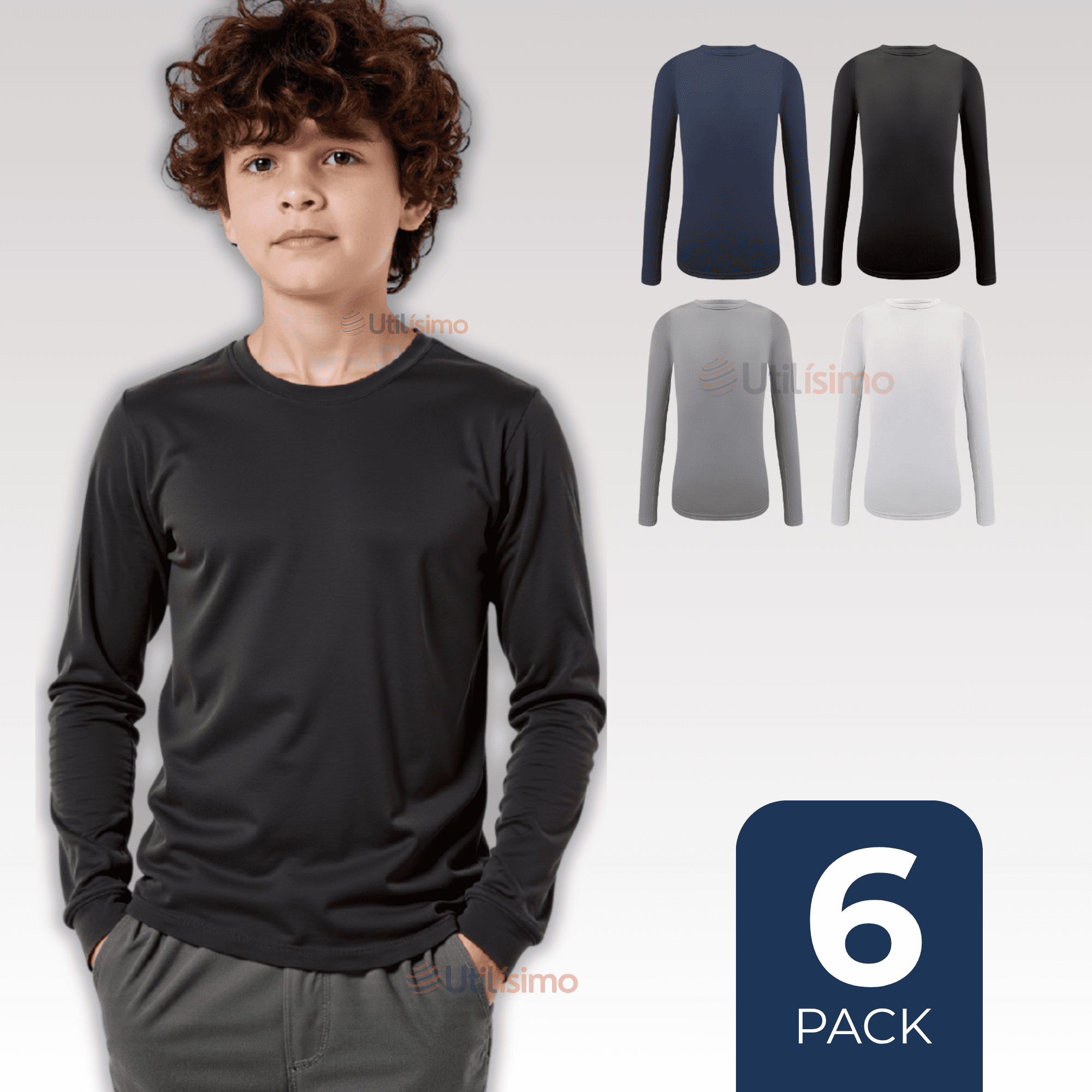 Mas Clothing - Pack 6 Camiseta Cuello Redondo Bambú Juvenil Colores Surtidos
