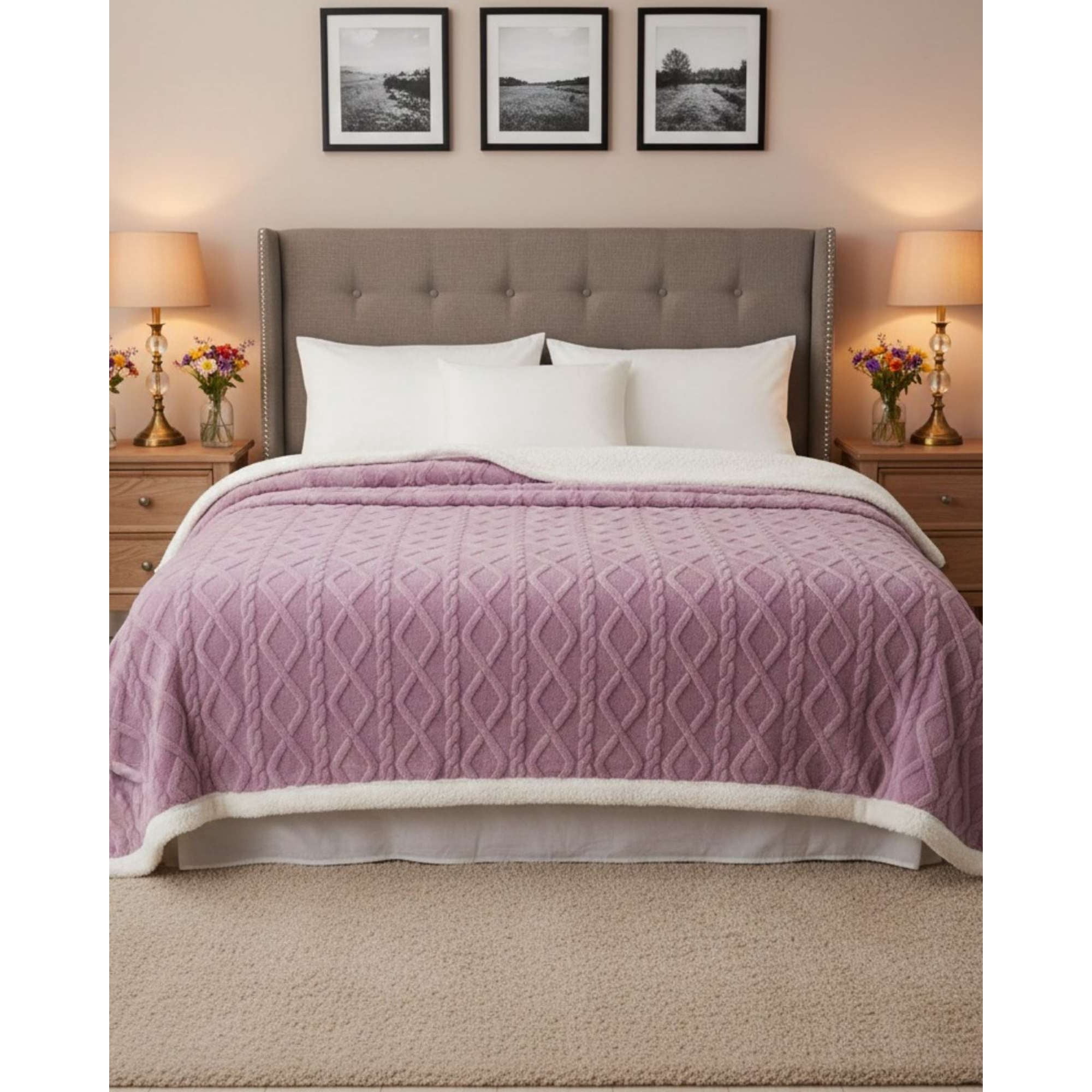 Imac Hogar - Frazada Manta Polar Sherpa Térmica 2 Plaza