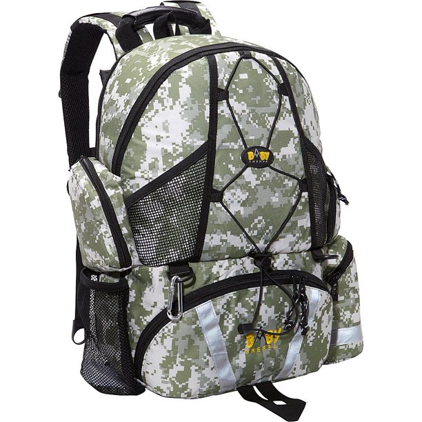 Mochila para pañales Baby Sherpa con estampado de camuflaje digital y compartimento térmico