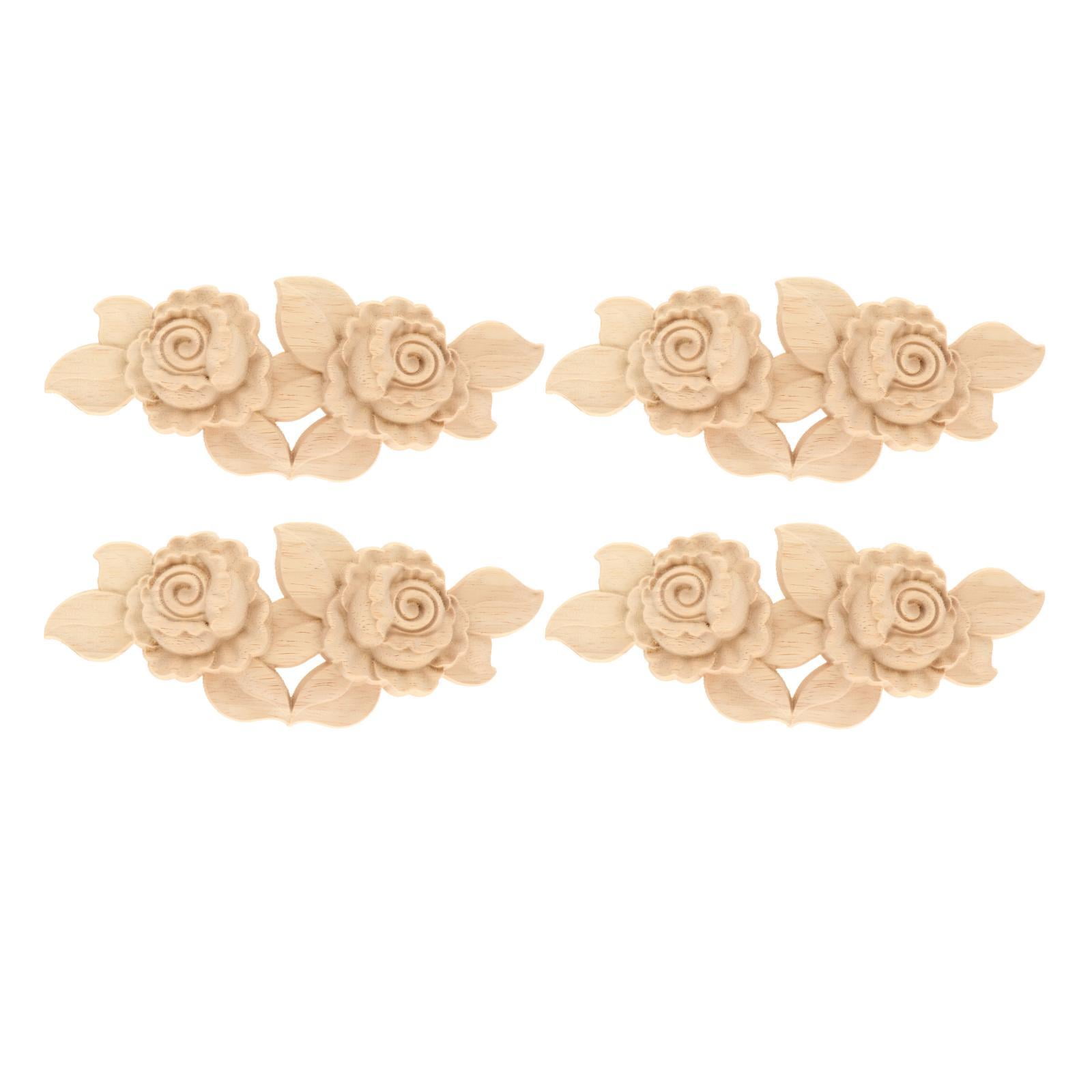 Magideal - 4 Piezas Apliqu Onlays Decorativos Diy Sin Tallada Esquina Onlay Apliques Para Pequeña Sala Puerta Cama Armario Muebles 16x6.5x1.5cm