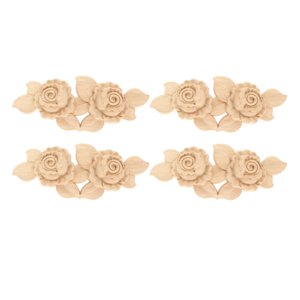 Magideal - 4 Piezas Apliqu Onlays Decorativos Diy Sin Tallada Esquina Onlay Apliques Para Pequeña Sala Puerta Cama Armario Muebles 16X6.5X1.5Cm