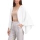 thumbnail image 4 of Cárdigan de Lino para Mujer Primavera Verano 3/4 Mangas Abiertas Frente Suelto Cubiertas Ligeras M Blanco, 4 of 6