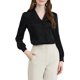 thumbnail image 1 of INSPIRE CHIC Camisa de Mujer Cuello Plano Mangas Largas Botones Abajo Oficina Camisa de Satén L Negro, 1 of 6