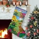 thumbnail image 1 of Barney y sus Amigos Tema: Calcetines de Navidad, fino lino blanco para colgar en escaleras y chimenea, decoración navideña para el hogar, regalo de Navidad.54cm×38cm, 1 of 5