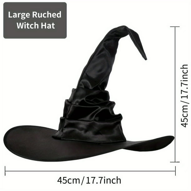 1pc, Halloween Pleated Witch Hat Party Witch Hat Black Witch Hat For Women, Headwear, Daily Party Supplies, Party Home Supplies, Party Gifts, Holiday Supplies, Festival Supplies, Household Supplies, H