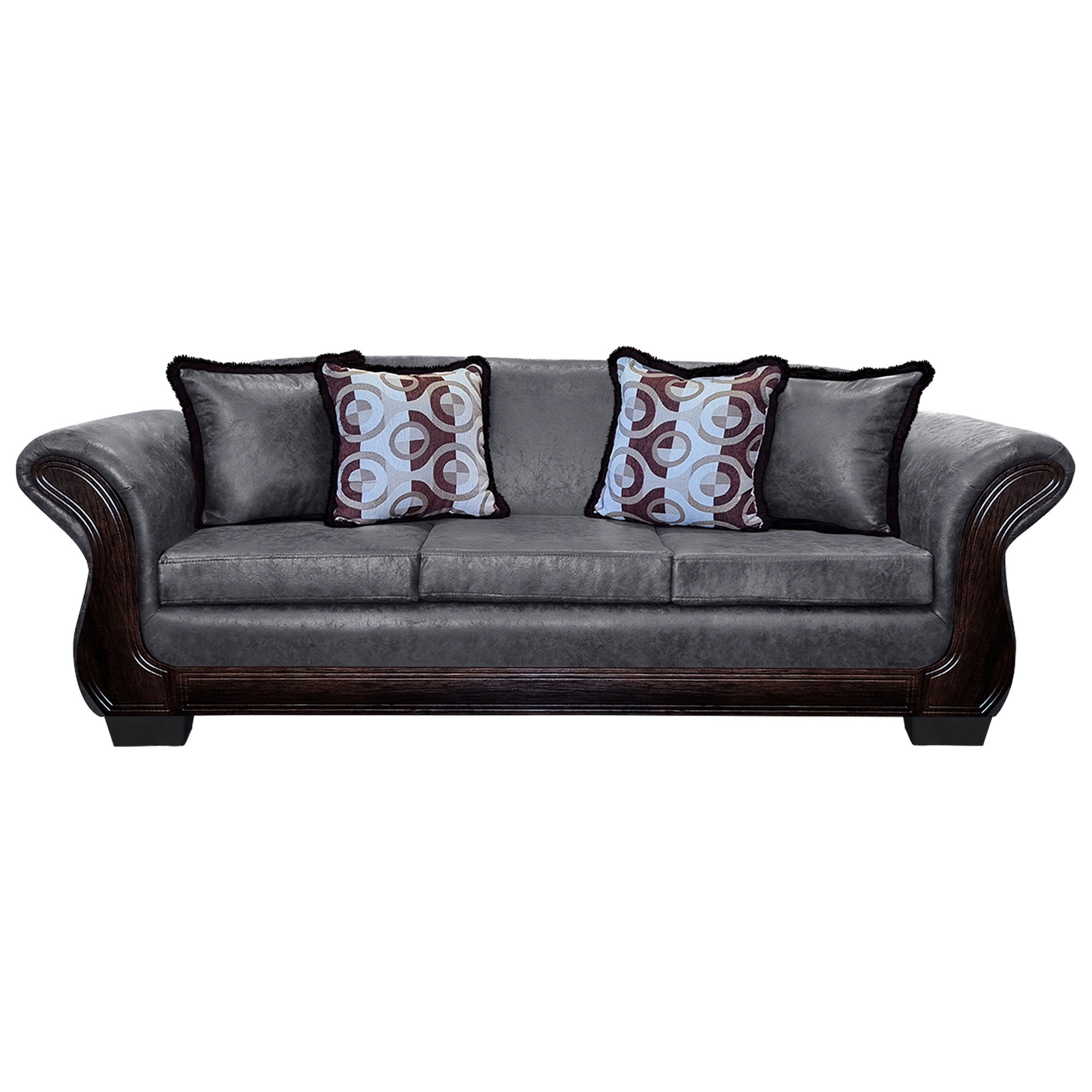 América Decora - Sofá Con Resorte Estructural 4 Personas Finis Envejecido Gris