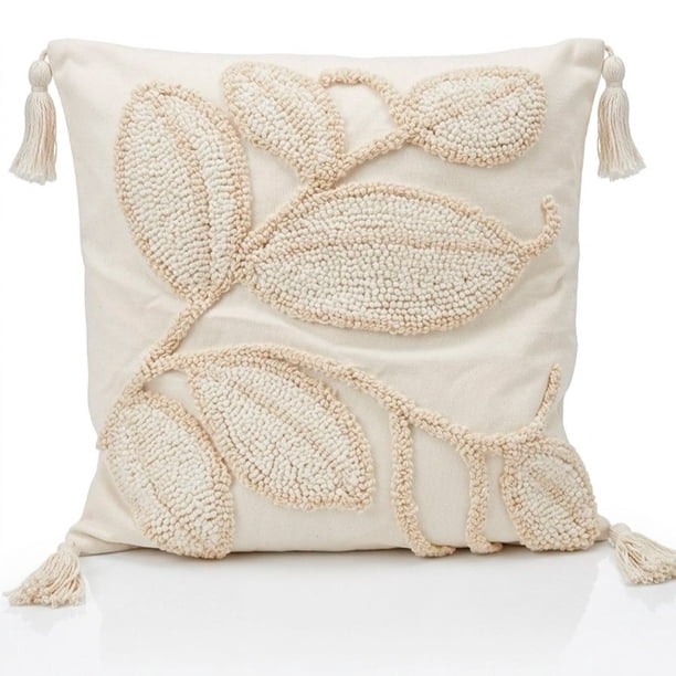 Funda de Cojín Boho Tejida con Borlas Funda Almohadon Sofa 45x45cm