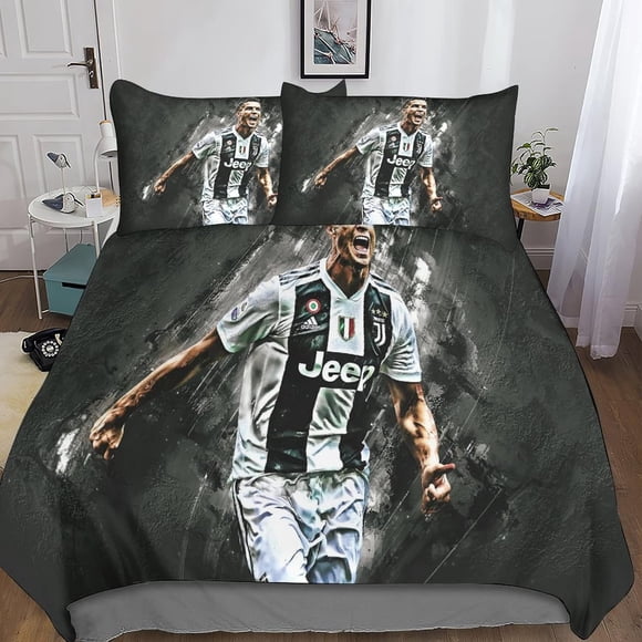 Soccer CR7 Duvet Cover Ronaldo Microfiber Bedding Set 3PC Kids Comforter Cover Set