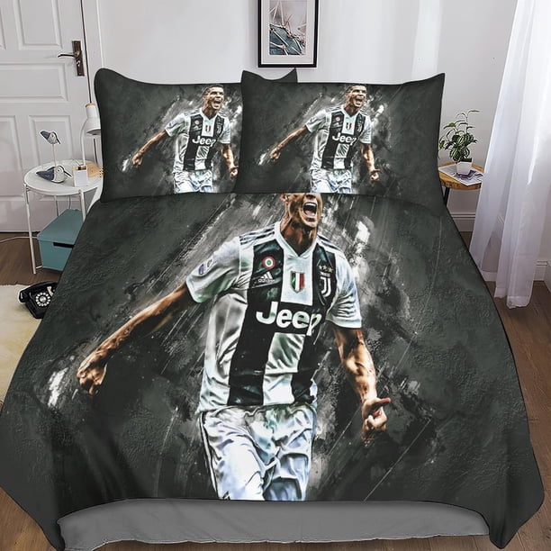 Soccer CR7 Duvet Cover Ronaldo Microfiber Bedding Set 3PC Kids Comforter Cover Set
