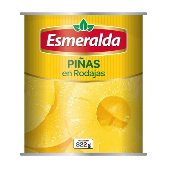 Piñas En Rodajas Tarro Drenado 490 g - Neto 822 g Esmeralda