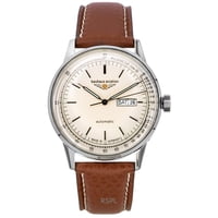 Bauhaus - Reloj Automático Para Hombre Aviation Correa De Cuero Dial Beige 23665 100M