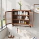thumbnail image 3 of 24.8"Glass Door Vintage Double Door Wall Cabinet with Three Tiers of Storage with Towel Rack, for Bathroom, Kitchen,Dining Room,Brown, 3 of 3