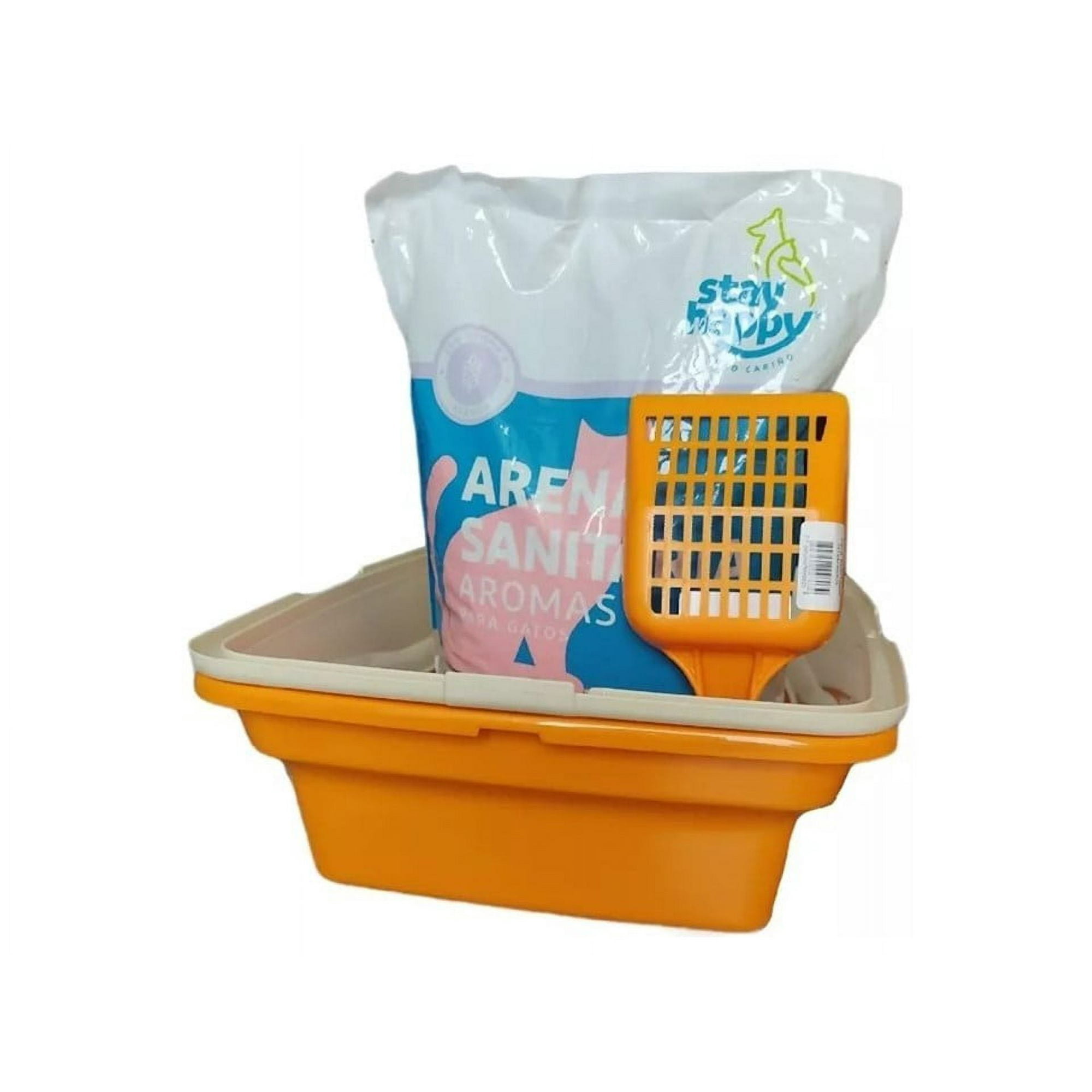 Stay Happy - Kit Baño Sanitario Arenero Bandeja C/borde +pala 10kg Arena Naranja