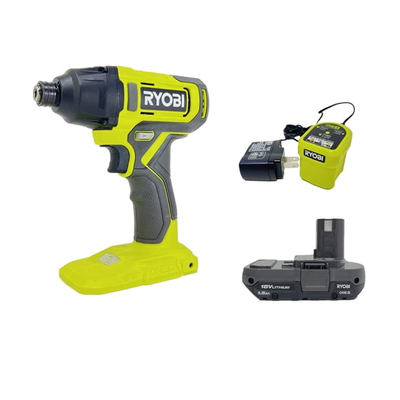 Destornillador de impacto Ryobi ONE+ de 18 V, inalámbrico, 1/4 pulgadas con 1,5 Ah