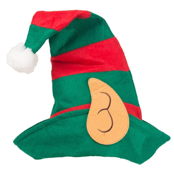Gorro de elfo navideño de Papá Noel sin cuello con orejas para niños y adultos
