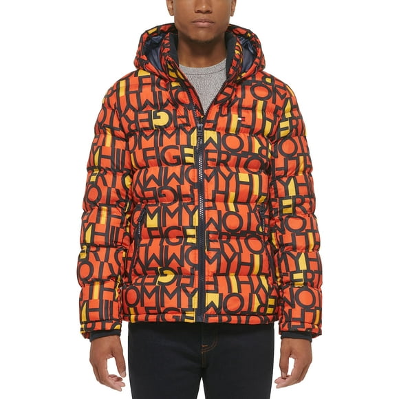 Chaqueta Tommy Hilfiger para hombre, con capucha, acolchada, color naranja, talla M