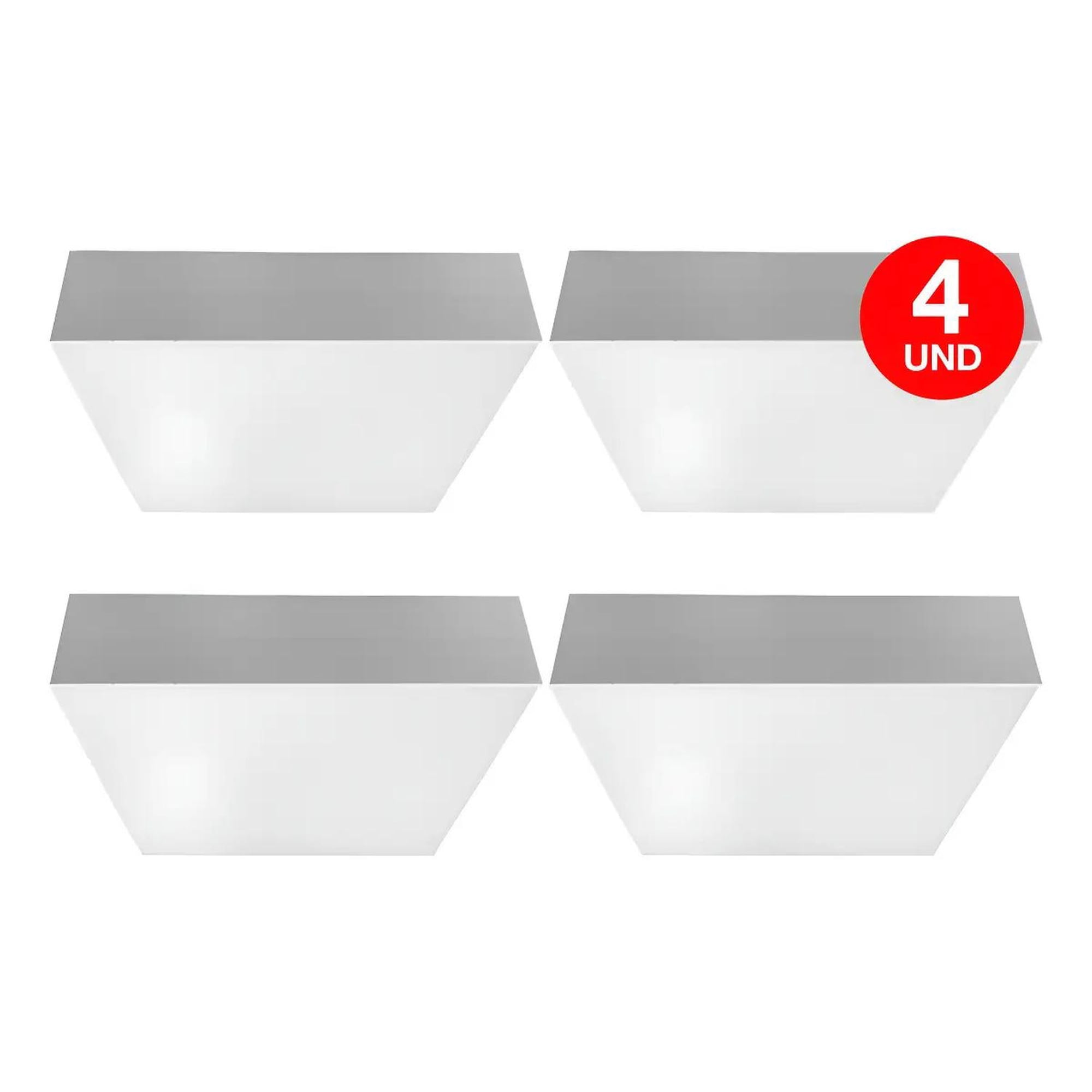 Drl - Pack 4 Plafon Panel Led Cuadrad Sob Itd Decorativo 22w 6000k Blanco