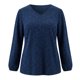 thumbnail image 5 of GRACIA Y GRANDEZA Tops de Punto para Mujer de Talla Grande con Estampado, Mangas de Farol, Camisas de Ajuste Suelto, Cuello en V, Moda Casual, Blusas de Punto 4X Azul Marino, 5 of 7