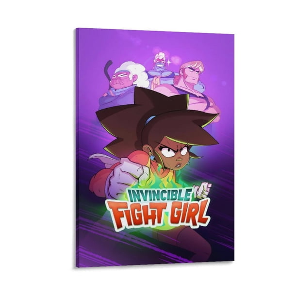 Invincible Fight Girl Cuadro decorativo colgante - Arte de pared - Póster enmarcado - Decoración de pared - Regalos para familia, amigos y aficionados 20*30 cm