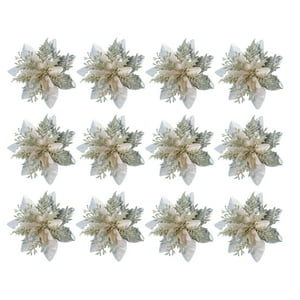 Genérico - 12X Flores Navideñas Con Purpurina, Guirnaldas Navideñas Para El Hogar De Año Nuevo, Flores Artificiales Doradas
