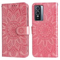 Funda Tipo Cartera Foxdock Para Vivo Y76S , Diseño Girasol En Relieve, Cuero Pu, Cierre Magnético, Soporte Y Tarjetero