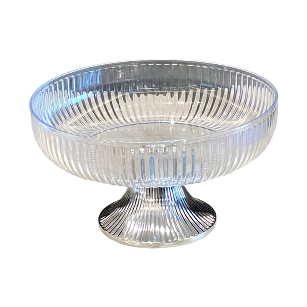 Tazón de fruta decorativo Tazón de refrigerio Tazón de postre redondo multifuncional Tazón de pedestal decorativo Tazón de fruta de pedestal para mesa Plata clara
