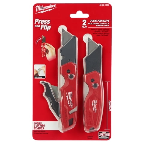 Milwaukee - Cuchillo Cartonero Plegable C/Almacenamiento De Hojas + Cuchillo Plegable Compacto(Set)