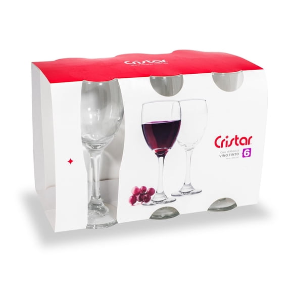 Set 6 Copa vino versalles vidrio 300 ml transparente, 1 Un