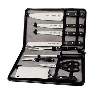 Kit Chef Tramontina Con Láminas En Acero Inoxidable Y Mangos En Policarbonato Y Fibra De Vidrio Con Estuche 10 Piezas