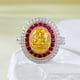 thumbnail image 3 of Anillos Ovalados de 2 Quilates para Mujer Anillos de Compromiso 5A CZ Halo Simulado Anillo de Diamante Amarillo Aniversario Alianzas de Boda, 3 of 7