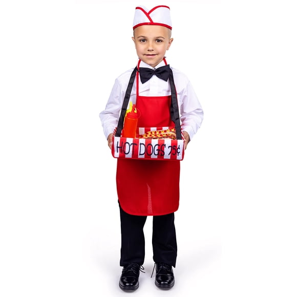 Disfraz de vendedor de hot dogs para niños con accesorios