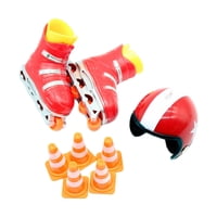 Magideal - Juego De Patines Deportivos Para Casa De Muñecas, Patines En Miniatura, Decoración Para Casa De Muñecas, Patines De Entrenamiento Ligeros En Miniatura Rojo