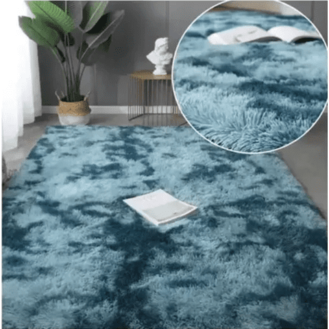 Genérico - Alfombra Peluda Living Hogar Color Azul Jaspeado