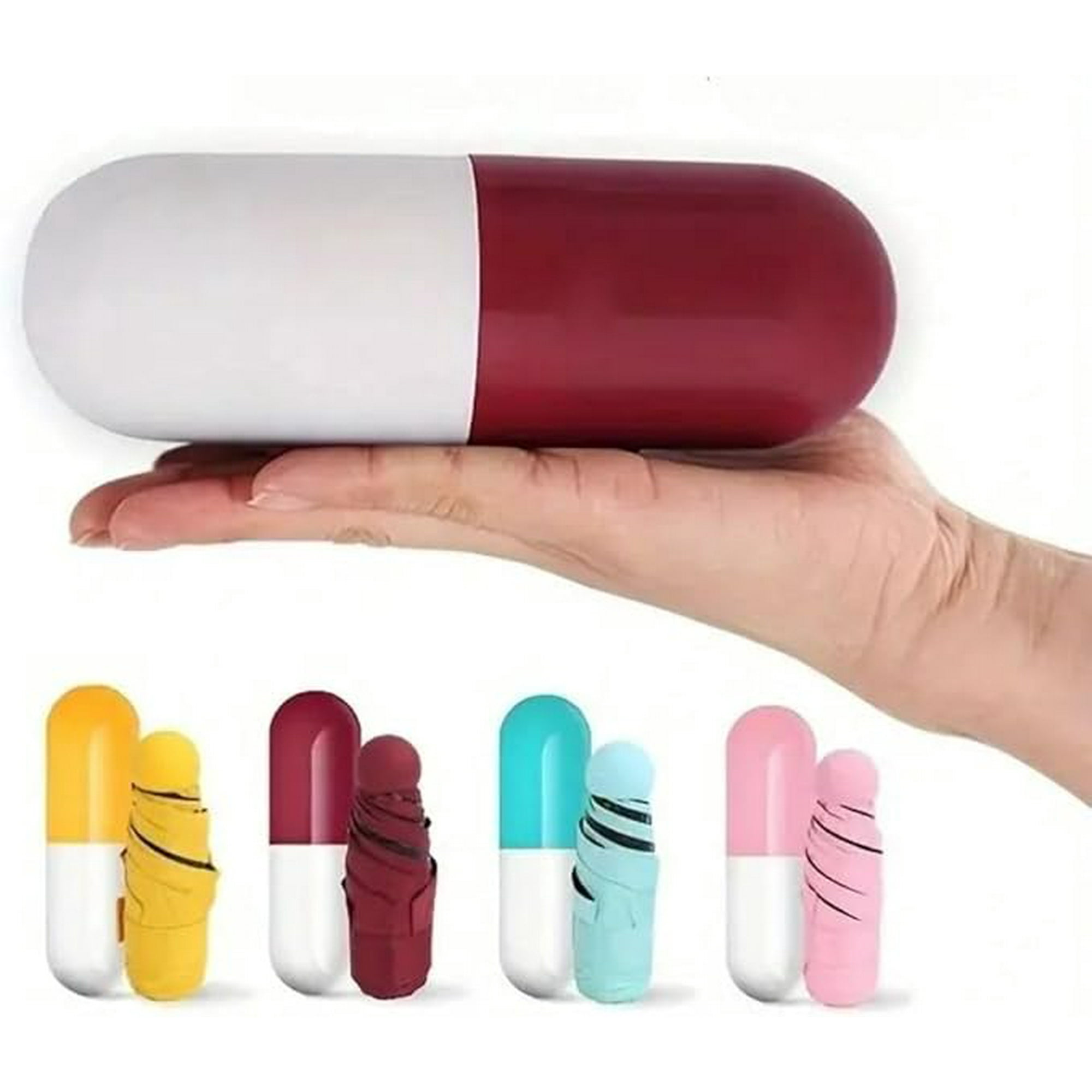 Veat00l - Paraguas De Bolsillo Plegable Y Compacto De Alta Calidad Con Funda De Cápsula, Llueva O Haga Sol, Resistente Al Viento, Al Sol Y A La Lluvia