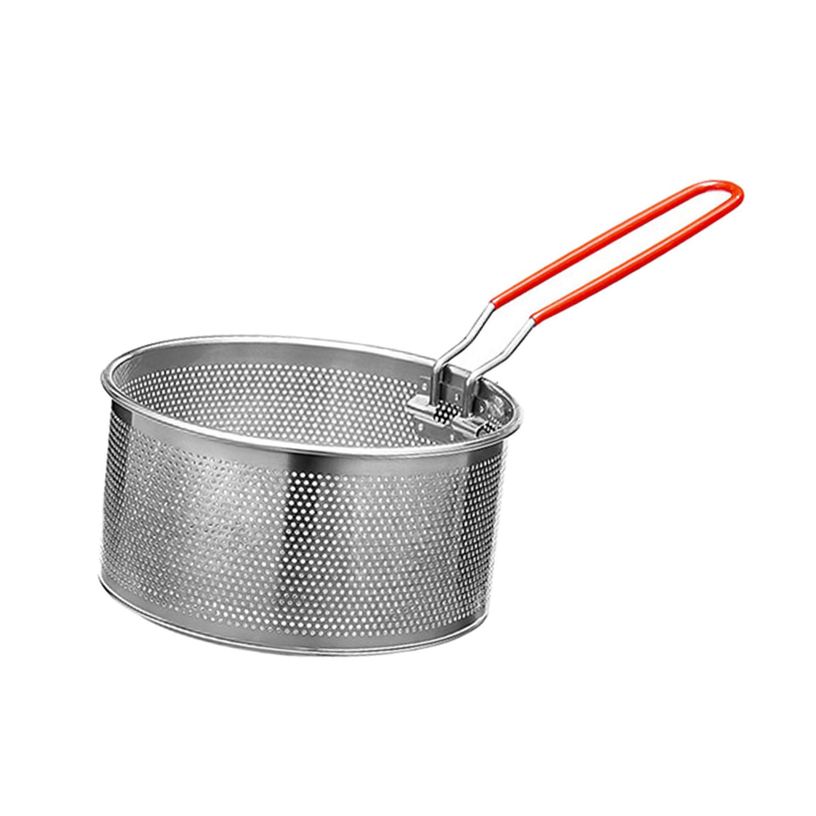 Magideal - Cesta De Acero Inoxidable Para Freír Aceite, Cesta Para Papas Fritas, Multifuncional, Redonda, Con Asa Antiescaldaduras, Red Para Freír Pollo En Casa.