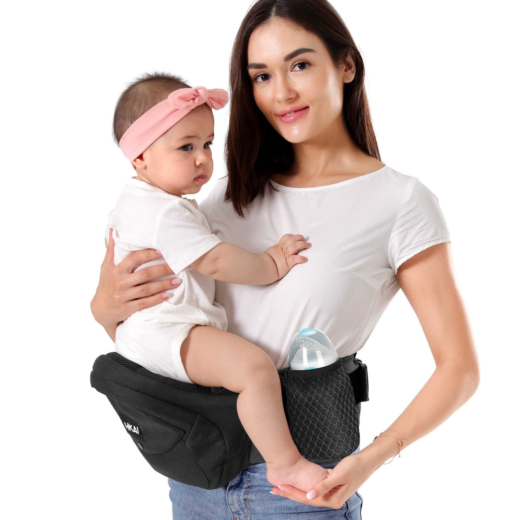 Portabebés Con Asiento Para Cadera Hkai, Cinturón Ajustable, Negro