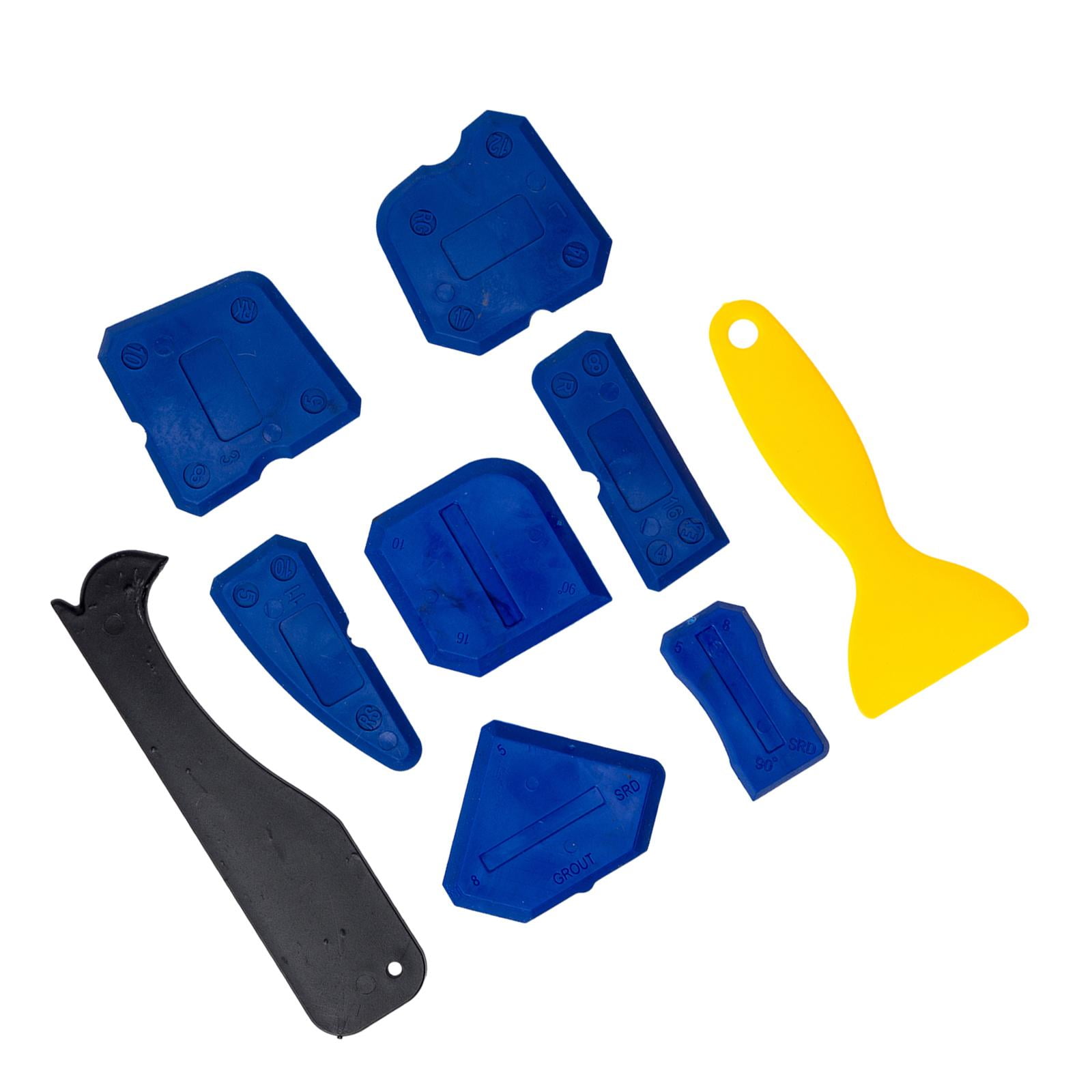 Magideal - 9x Herramienta De Acabado De Calafateo, Ángulo De Pegamento De Vidrio, Herramienta De Eliminación De Silicona Con Fugas, Herramienta De Eliminación De Azul