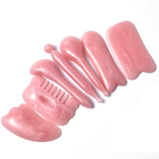 7pcs Guasha Beauty Massage Tool Set - Natural Resin GuaSha Scrapers for Face, Back & Neck - Relax Muscles & Release Pain Instantly!
