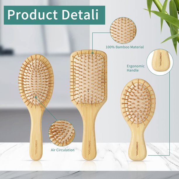 Set de cepillos para el cabello DEBETOOL, paleta de dientes anchos