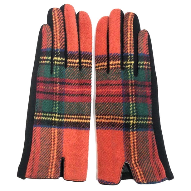 Guantes cálidos de lana escocesa a cuadros simétricos de moda para otoño e invierno, guantes de montar para mujer a prueba de frío