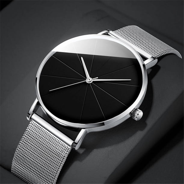 Stylish Round Quartz Watch with Geo Dial Analog Mesh Strap - Perfect for Men and Women!