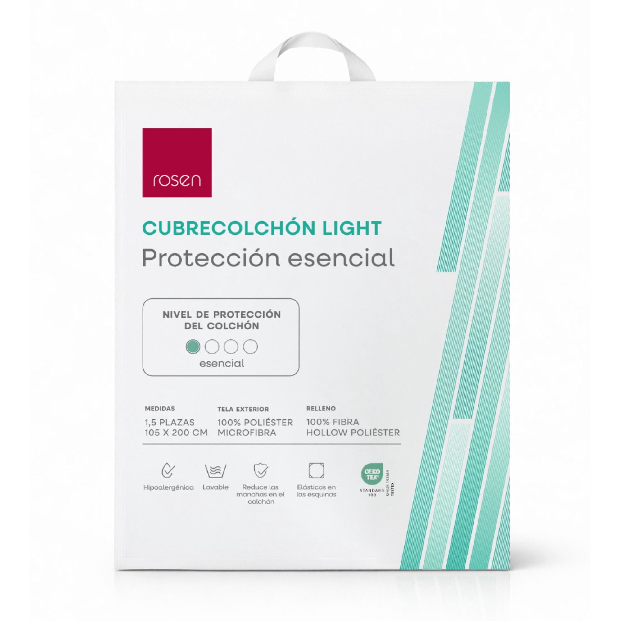 Rosen - Cubrecolchón Light 1.5 Plaza 100% Poliéster